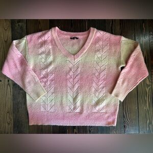 GEORGE • pink yellow ombré knit sweater weather pastel fall • size women’s large